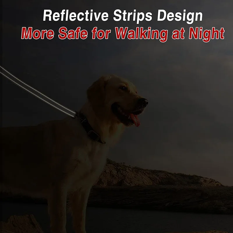 

Поводок для собак AA94-2, 6 футов (1,8 м) – с мягкой подкладкой, 2 ручки, для дрессировки и контроля безопасности – светоотражающий