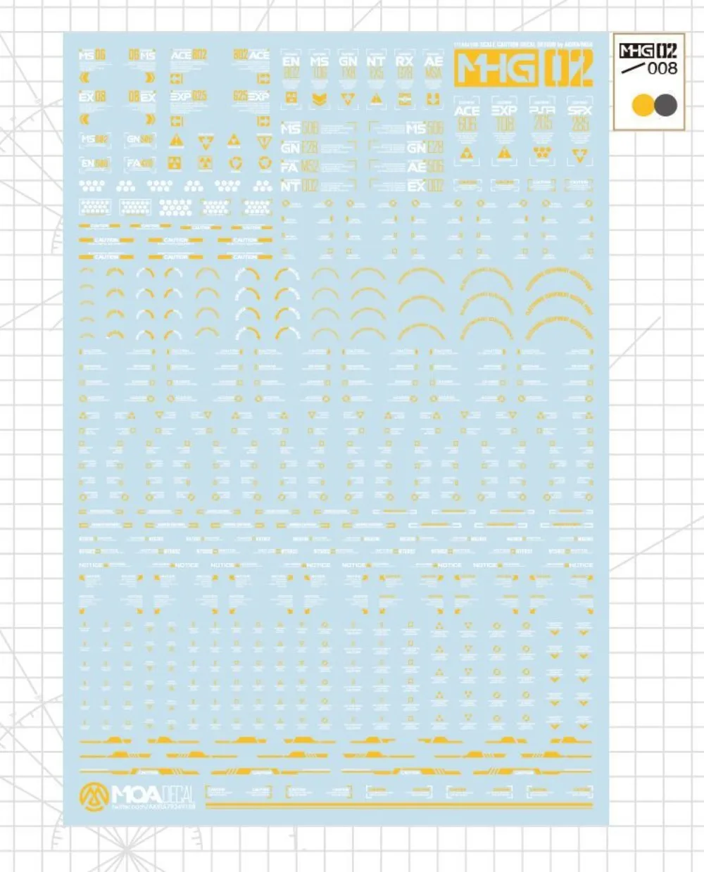 Hobby Mio MHG02 Hoge Precisie Model Water Slide Decals 1/144 1/100 Schaal Universele Waarschuwingsbord Decal voor Gunpla DIY Model Tool