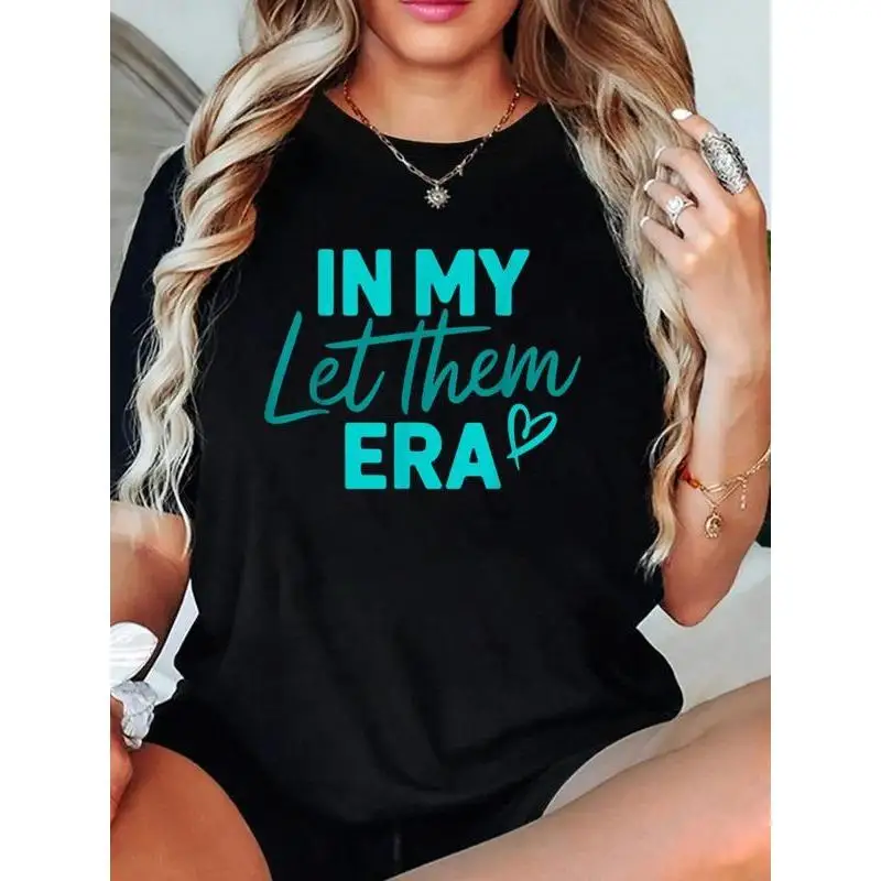 

In My Let Them Era" T-Shirt Trendy Quote Print Tee Unisex Cotton Short Sleeve Top Self-Care Positive Vibes Gift