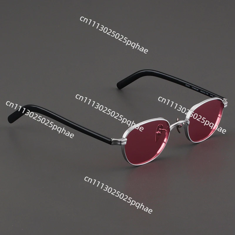Pure titanium sunglasses for women's driving, silver small frame glasses, retro polarized sunglasses for men