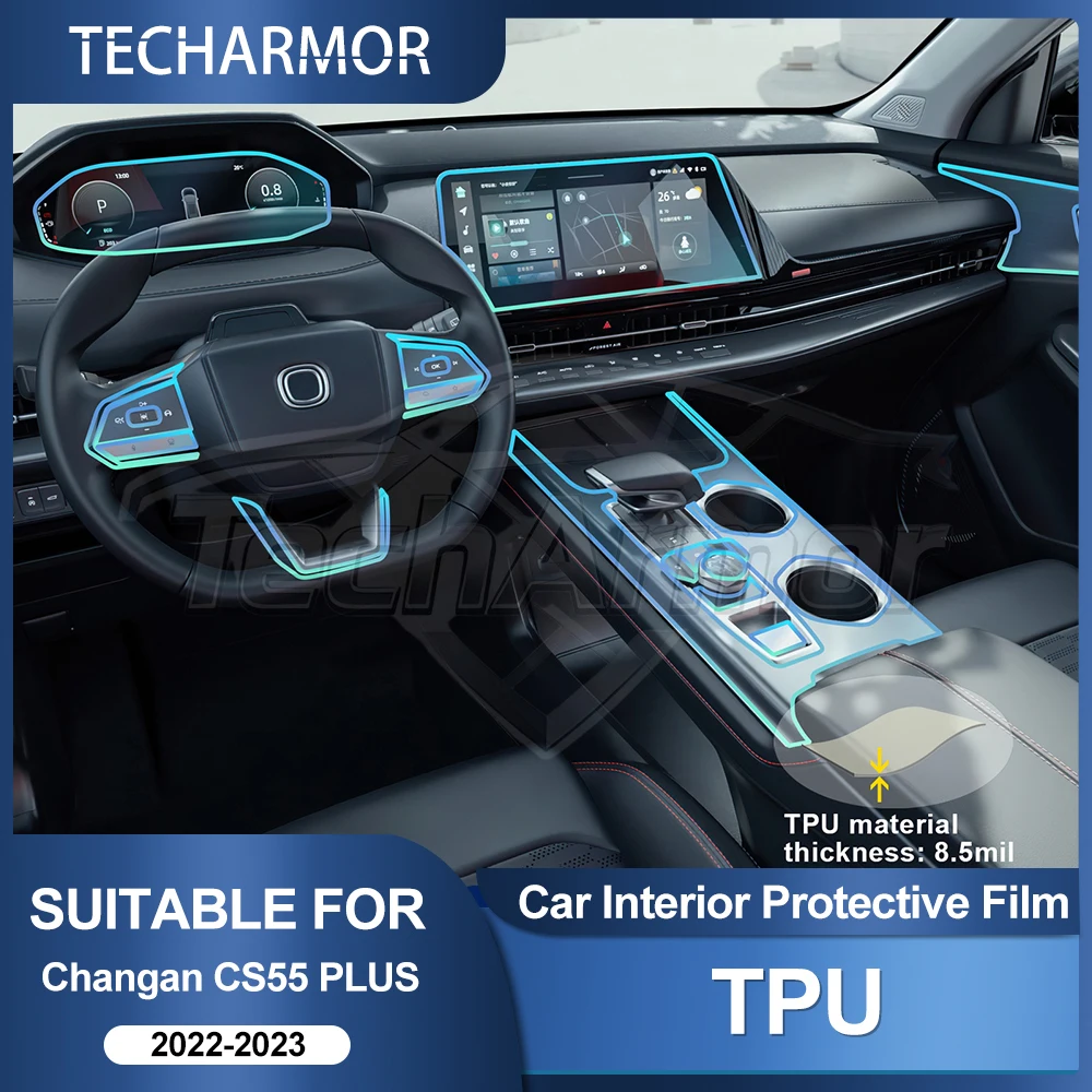 Auto-Innenraum-TPU-Schutzfolie, kratzfeste Folie für Changan CS55 Plus 2022–23, schützende transparente, reißfeste Aufkleber, Zubehör