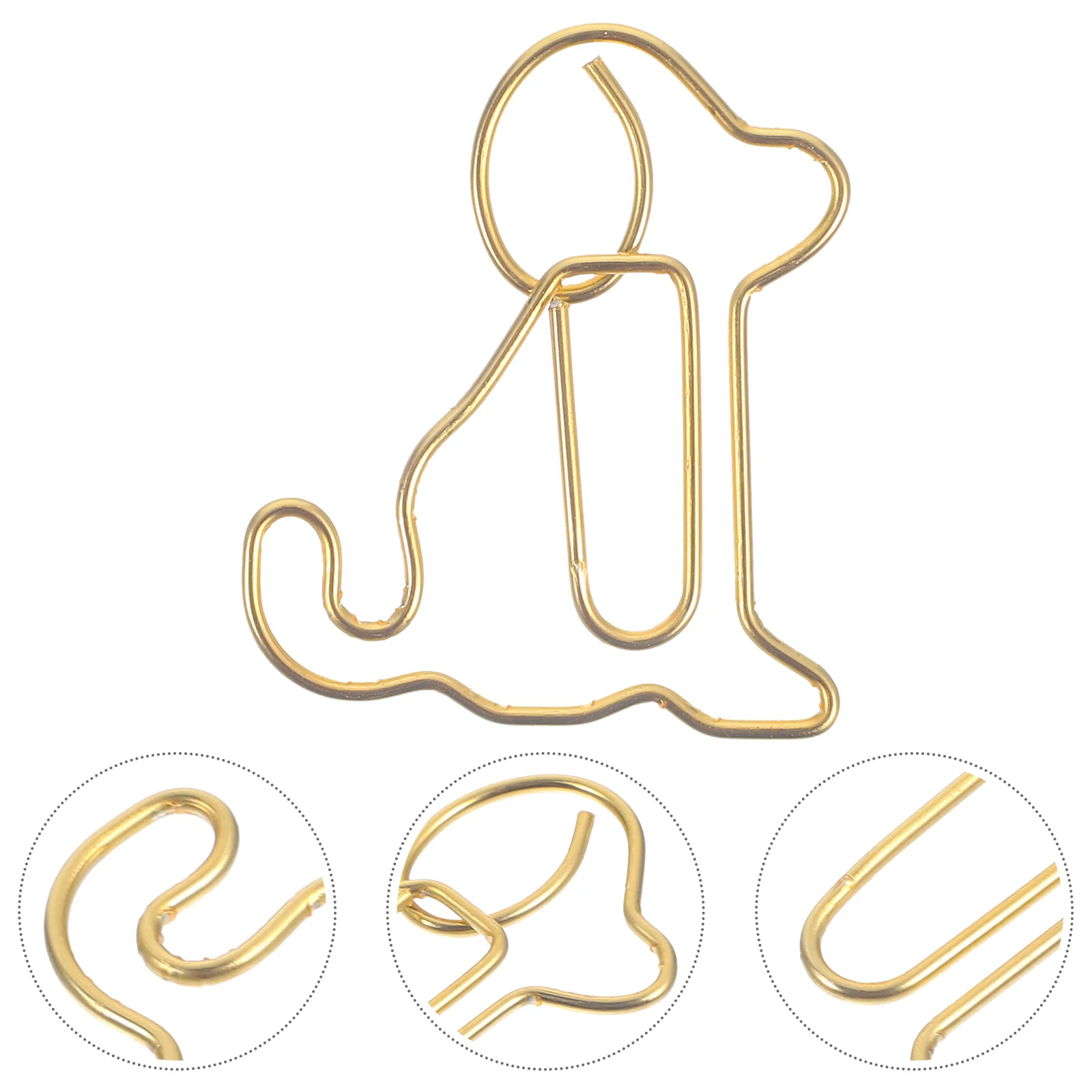 

50 Pcs Sitting Dog Bookcase Paper Clips Metal Paperclips Double Team Document Office for Baby