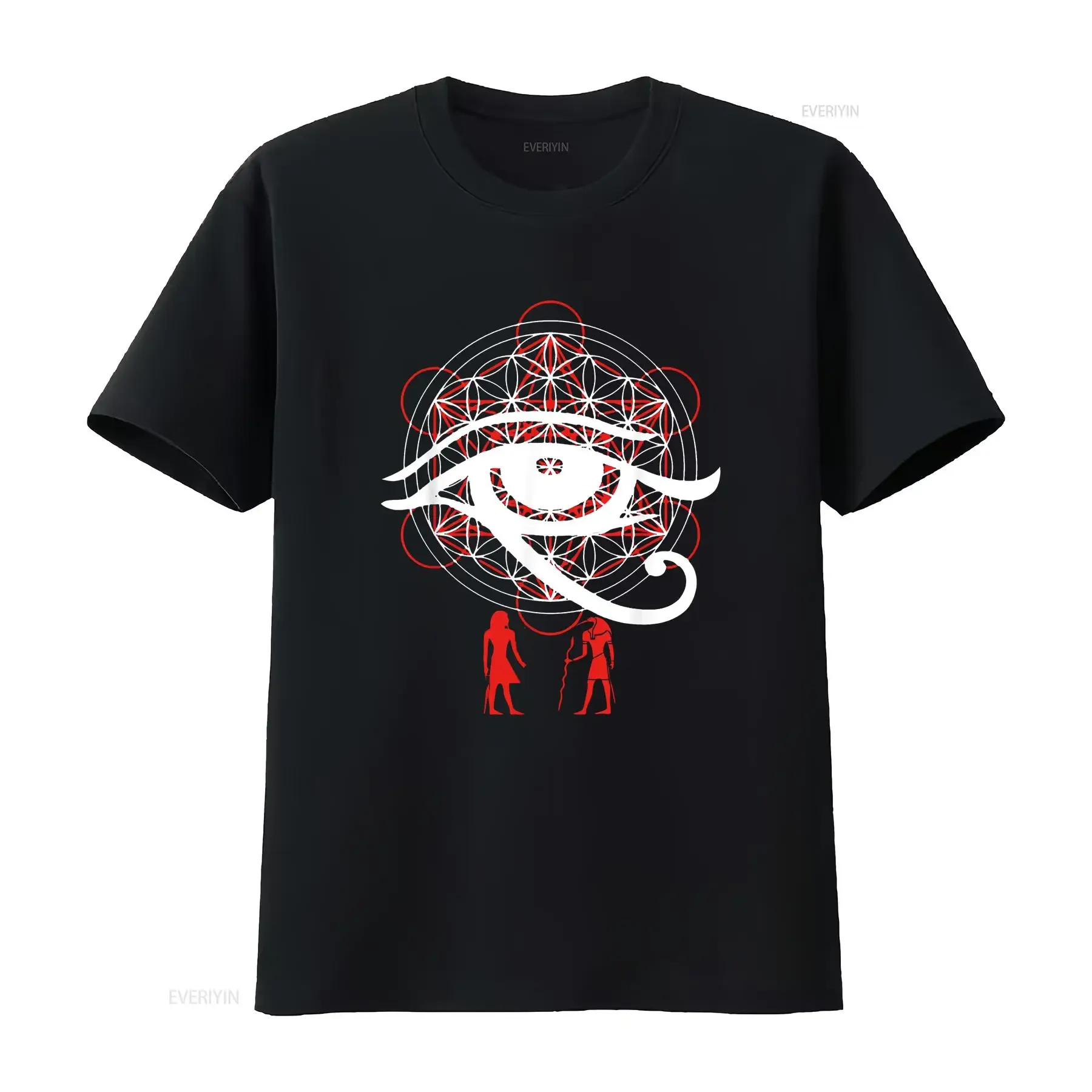 

Женская футболка «Глаз Гора» с сакральной геометрией «Цветочная жизнь», черная, средняя, винтажная, растянутая, повседневная, унисекс, модная, стильная