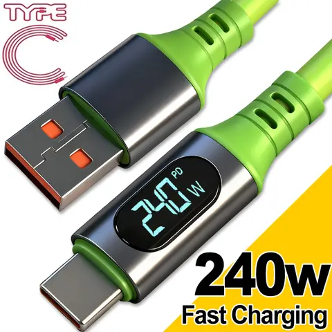 PD240W 6A Super Fast Charging Type C Cables Digital Display High-speed Data Transfer Cord USB Type-c To C Wire for IPhone 17Pro
