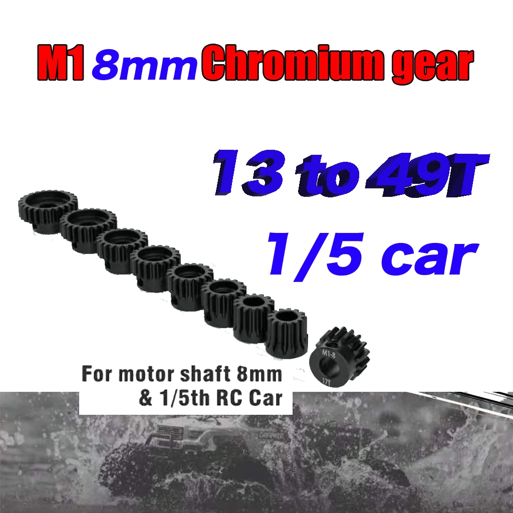 M1 8mm 13T 14T 15T 16T-20T 21T-25T 26T-30T 31T-49T Motor de pinhão de aço preto para 1/5 Arrma 4WD Outcast Wltoys carro RC Motor