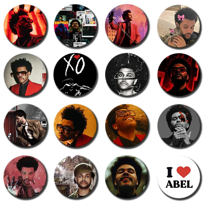 58mm 1PC Pop Singer The Weeknd Coin Brooch Music Album Cover Enamel Pin Round Funny Snap-in Badge for Backpack Clothes Shoes