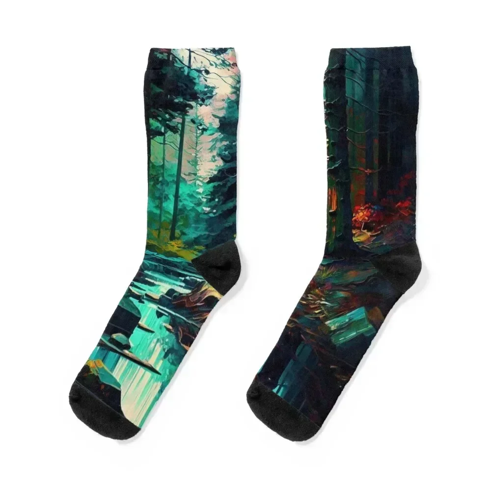 forest abstract Socks christmas gift compression Men's Socks Women's