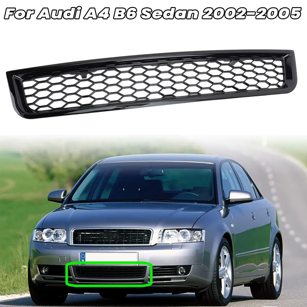 

Front Lower Bumper Honeycomb Grille for Audi A4 B6 Sedan 2002-2005 ABS Racing Grill Black Fit Replacement accessories 8E0807647
