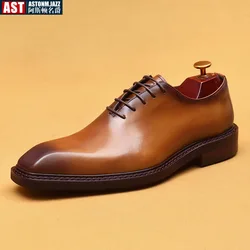 Luxury Brand Mens Oxford Leather Shoes Black Brown Handmade Lace Up Pointed Toe Dress Shoes Wedding Office Business Formal Shoes