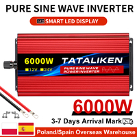 EU Socket Pure Sine Wave Inverter 1000W/300W/5000W/6000W DC 12V To AC 220V 50HZ Power Inverter Charger Converter Adapter