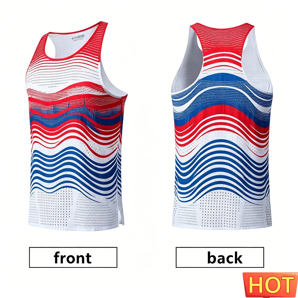 Tai Chi striped Men's running vest Marathon quick-dry tank top Mesh breathable men's sleeveless T-shirt men's t-shirts tank tops