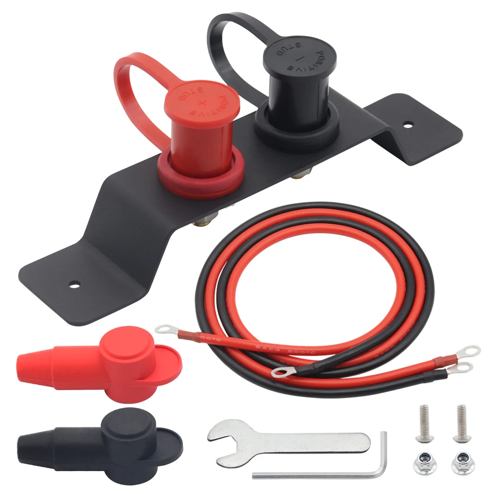 Battery Terminals Relocation Kit Copper Battery Jump Post with Cable Battery Jumper Terminals Charging Tools Kit Car Accessories
