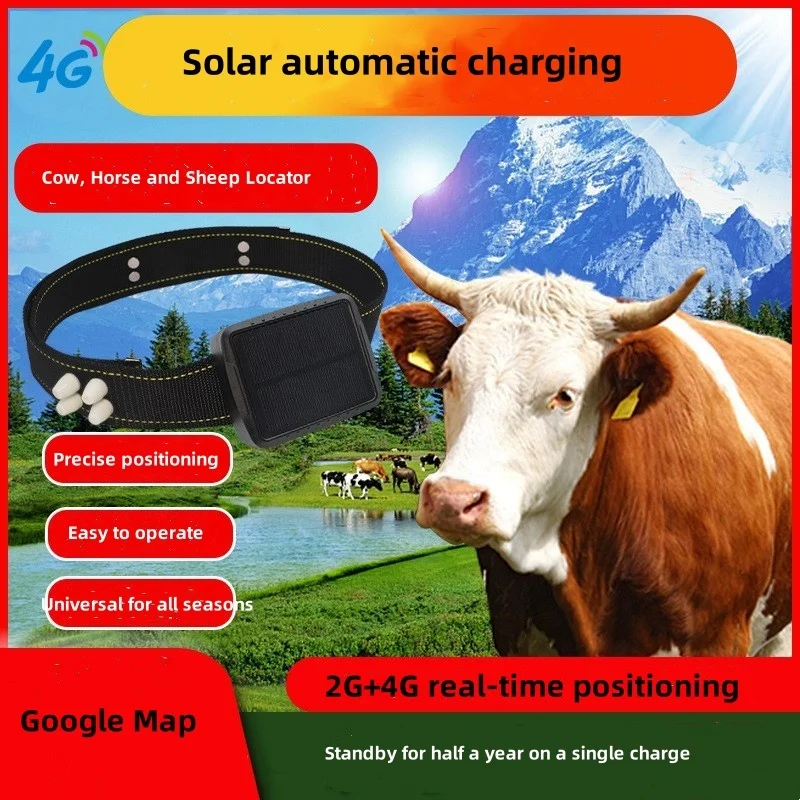 2025 Animal Tracker 4 G Cattle Cow and Sheep Locator Collar Animal Tracker GPS Real-time Tracker GPS Grazing Waterproof -theft