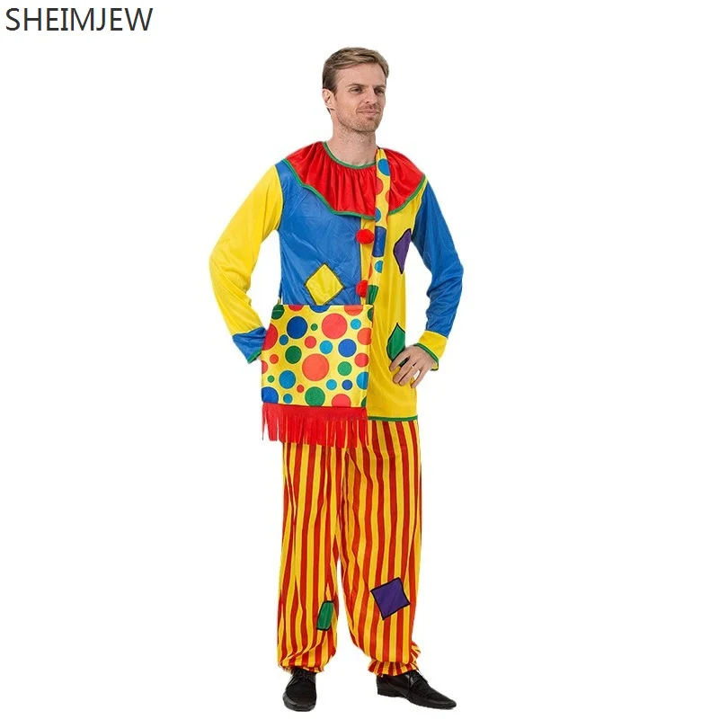 

New Adult Clown Cosplay Costume Halloween Carnival Party Clown Performance Costumes Masquerade Clown Dress Up Rave Outfit