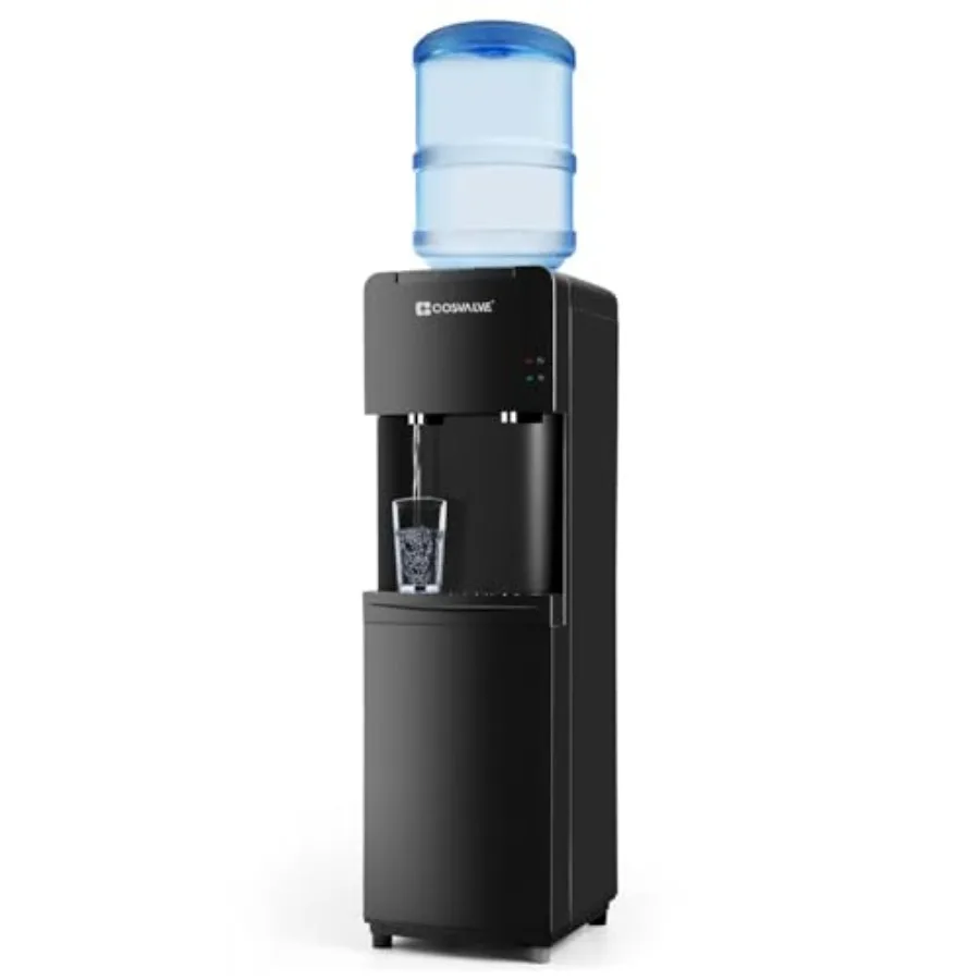

5 Gallon Top Load Hot/Cold Water Cooler Dispenser with Slim Design Energy Saving Freestanding Unit in Black for Home or Office