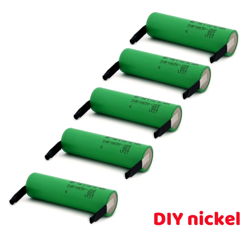 الأصلي INR18650 25R 2500mAh 20A ليثيوم عالي التفريغ قابل لإعادة الشحن للأدوات الكهربائية بطارية الطاقة + النيكل DIY