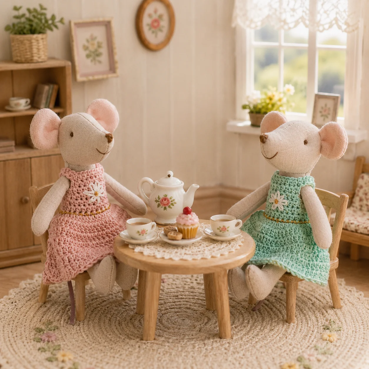 Baby Nursery Uniform - Boneka Tikus Rajut Buatan Tangan, Mainan