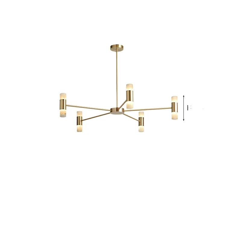 

Light luxury all copper marble chandelier French retro living room dining room bedroom high-end ambient light