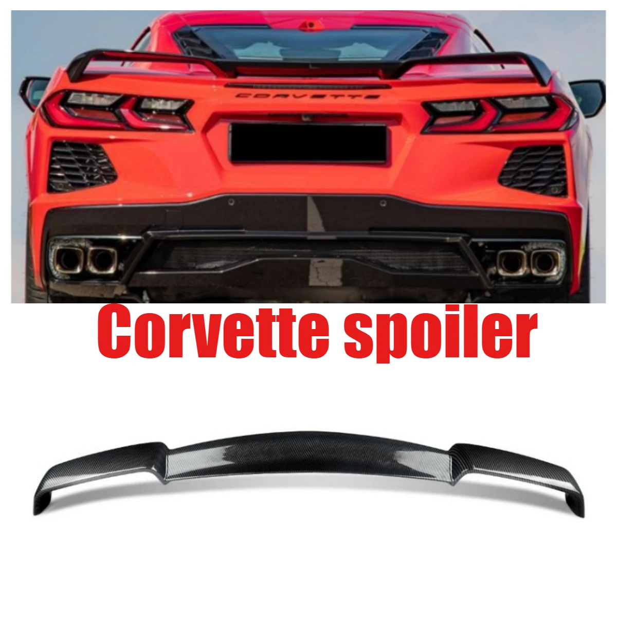

For 14-19 Chevy Corvette C7 Gloss Black Rear Trunk Lid Wing Spoiler 20-25 C8 Z51 Style