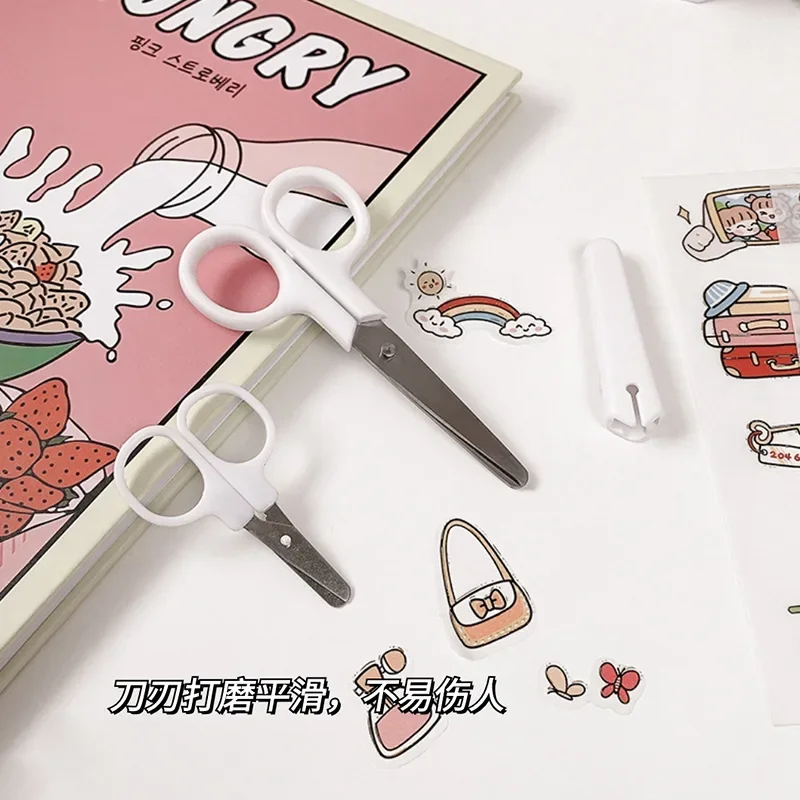 10pcs Mini White Color Scissor INS Style Portable Stainless Steel Blade Cutter for Paper Handwork Stationery Office School Gift