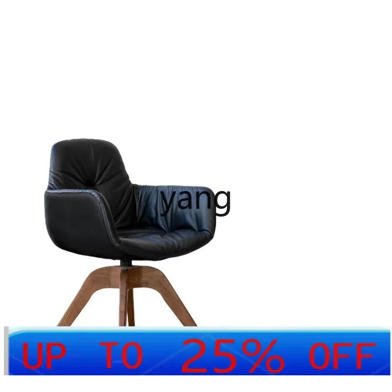 

LMM Household Solid Wood Leather Soft Bag Light Luxury Armchair Rotatable Stool