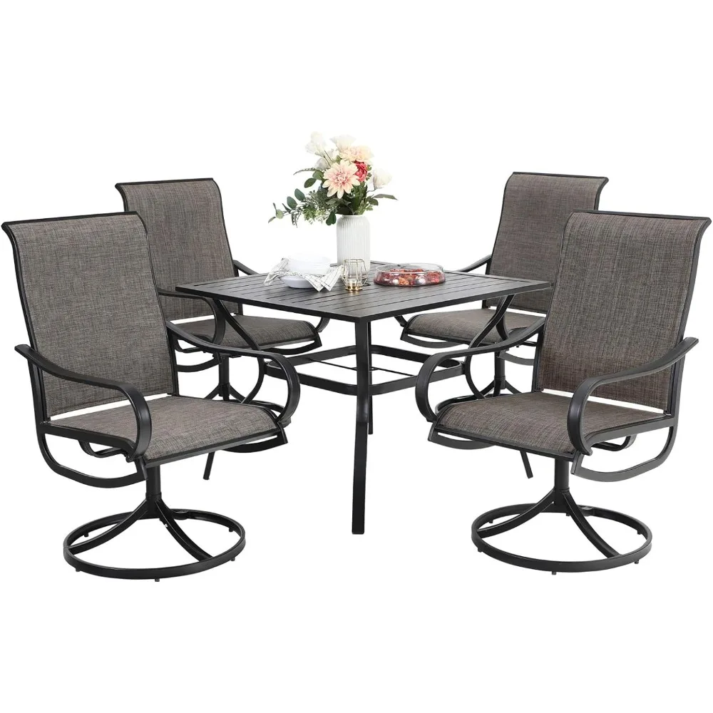 Outdoor Dining Set Patio Dining Set for 4 Outdoor Table and Chairs 5 Pieces with Swivel Patio Chairs 37