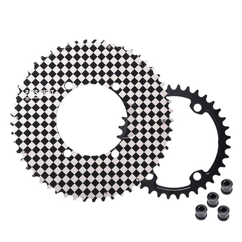 

PASS QUEST BCD110 Закрытая двойная звездочка подходит для DURA-ACE R9000/6800/5800 Пользовательская краска для шахматной доски 11-12 скоростей с четырьмя болтами