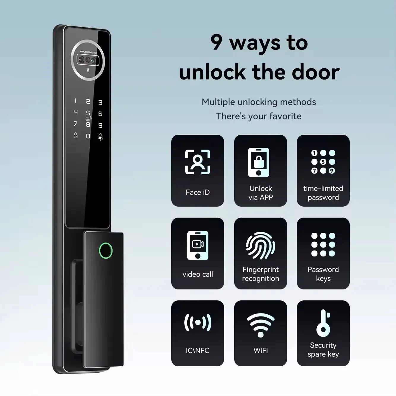 2024 New style Tuya Wifi video intercom 3D face recognition fingerprint lock intelligent door lock high-end smart door lock