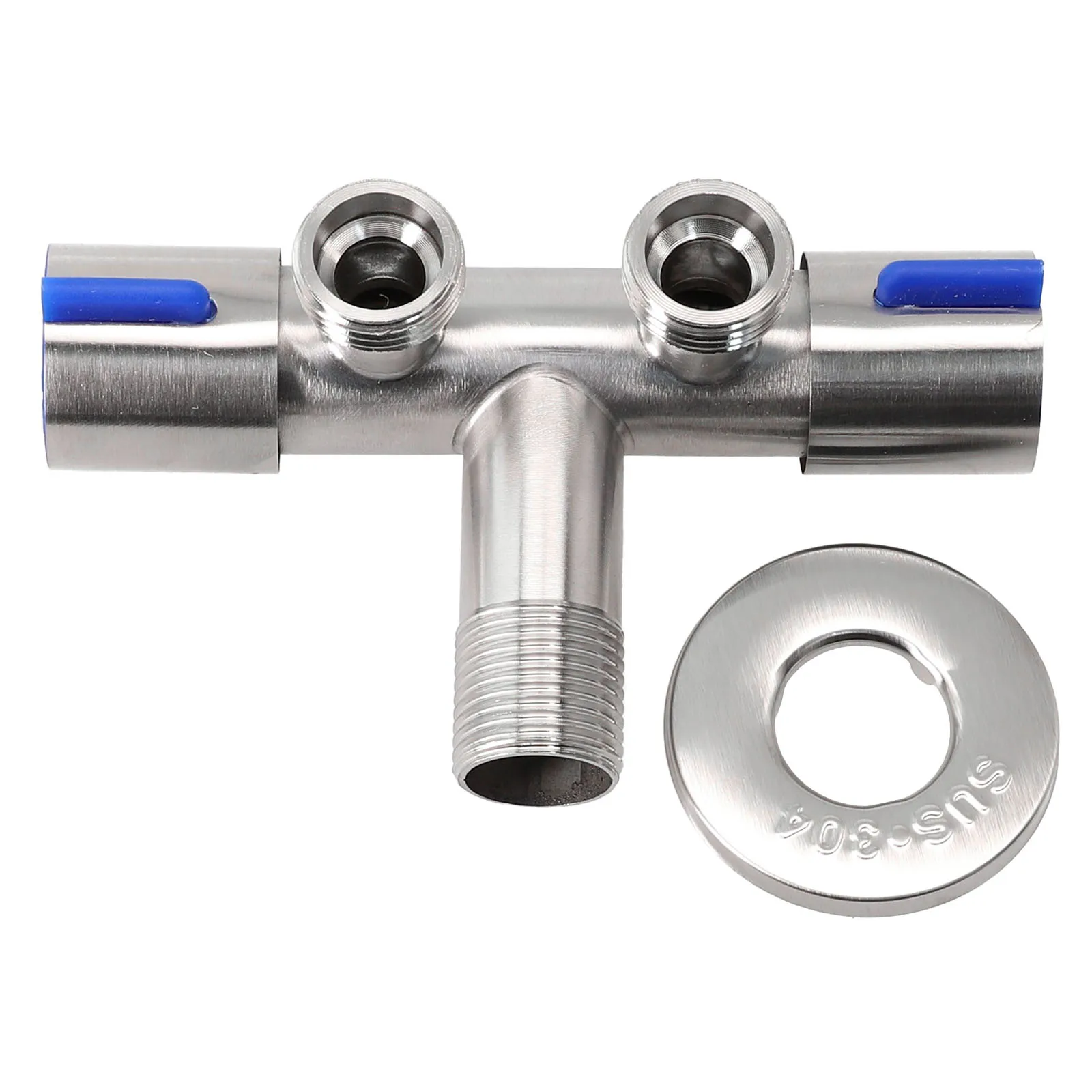 Stainless Steel Cold Water Tap with Dual Control Levers for Bathroom Sinks Laundry Tubs and Utility Sink Installations Dual Flow