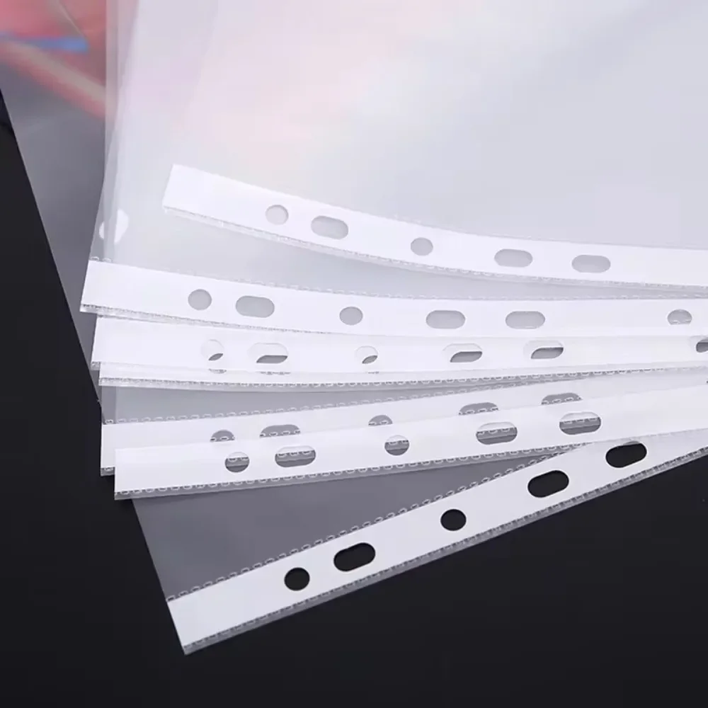 New 100pcs 11holes Transparent Plastic Punched File Folders for A4 Documents Sleeves Leaf Bag Protector Office Supplies JL