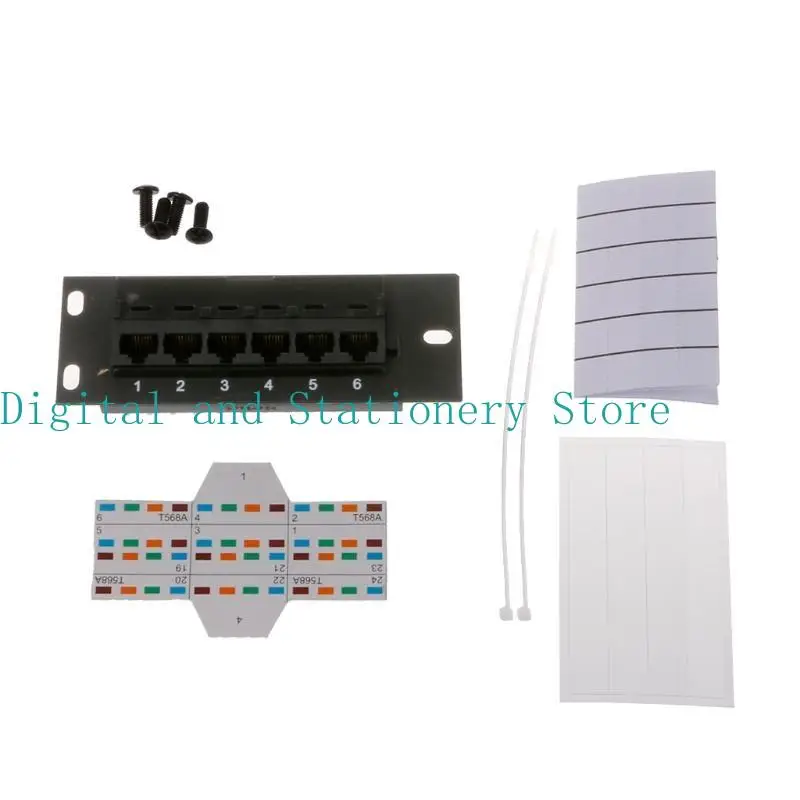 Y1UB 6 Port CAT5e Wallmount Patch Panel 10G Support 1U Patch Panel UTP 19 in