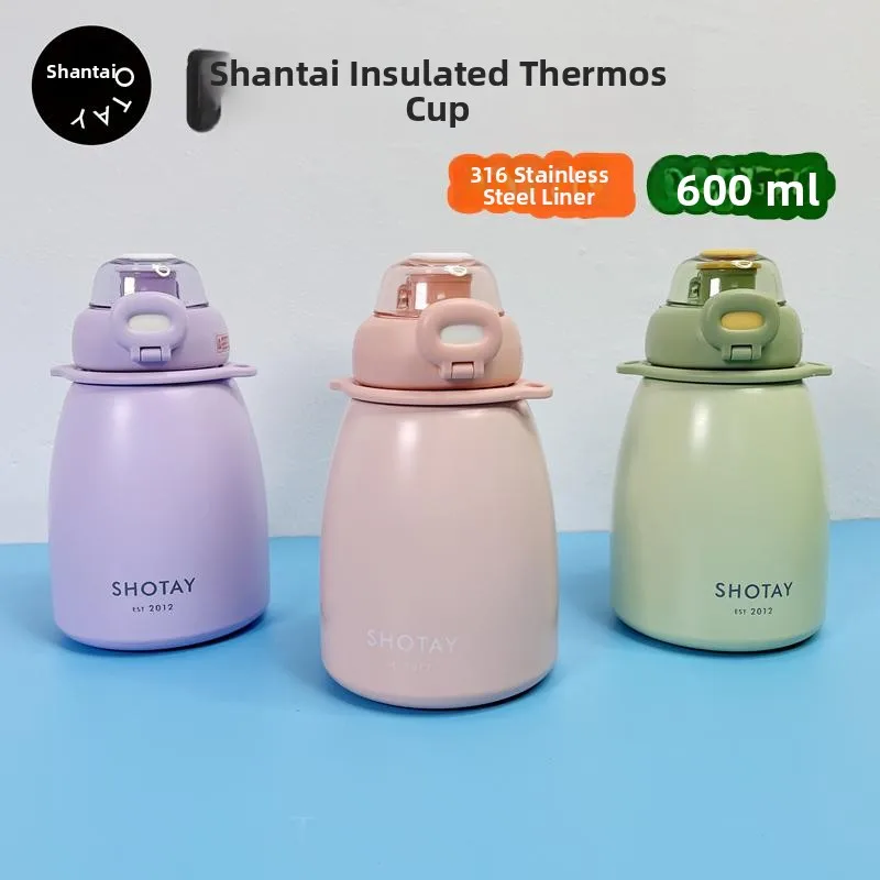 angTai Stainl Steel Insulated Water Bottle 50-600mL aron Colors Student Children's Water Jug with Strap Food ade S...