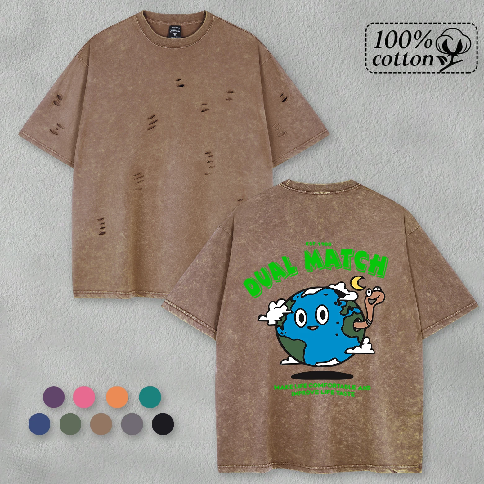 

Dual Match Make Life Удобная футболка с отверстиями для снега Летние хлопковые топы в стиле хип-хоп Свободная одежда унисекс Модный топ