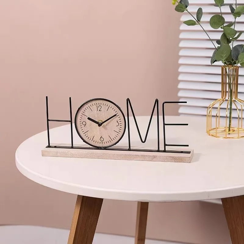 1PC Wooden Clock Home Decor Creative Table Clock Nordic Style Fashion Art Ornaments
