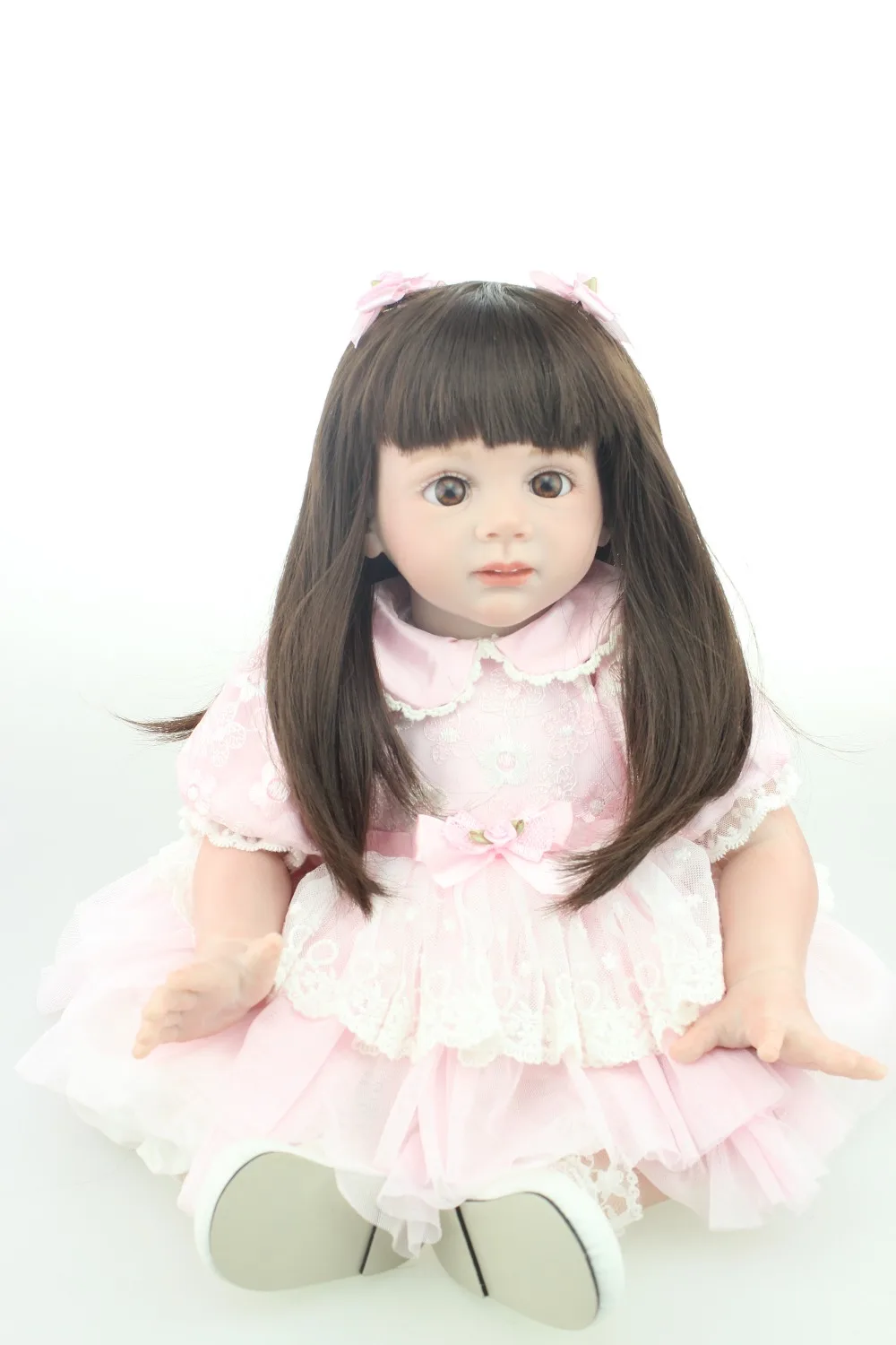 SANDIE Handmade fashion doll lifelike reborn todder girl doll glue with long wig wholesale baby doll fashion doll Christmas gift