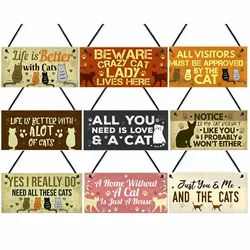 Home Door Decor Wooden Sign Vintage Pet Friendship Wooden Plaque Painting for Cat Dog Owners Retro Wooden Hanging Art Sign Gift