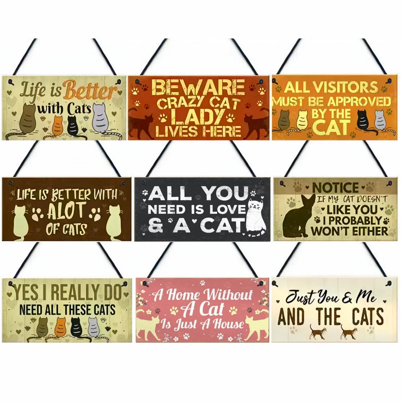 Home Door Decor Wooden Sign Vintage Pet Friendship Wooden Plaque Painting for Cat Dog Owners Retro Wooden Hanging Art Sign Gift