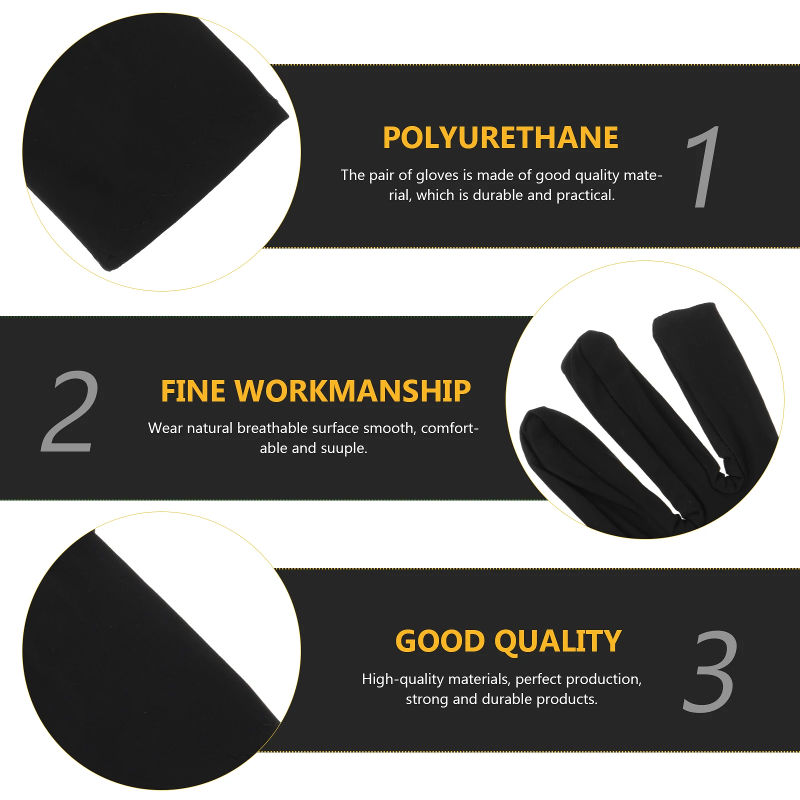 

Etiquette Black Multifunctional Durable Comfortable Jewelry Inspection Breathable Stage Work Gloves For