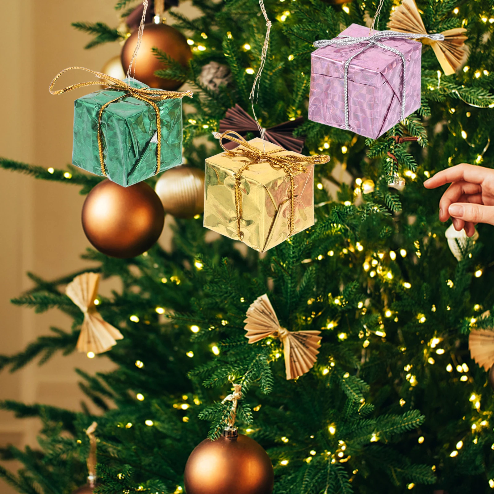 

72Pcs Small Gift Bag Christmas Hanging Decorations Creative Ornaments for Party Home Tree Fireplace Wall Window Festive