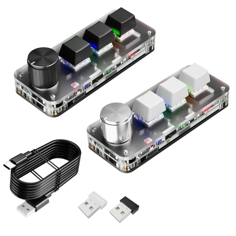

3 Ключ Механическая клавиатура с настраиваемой ручкой USB -приемник тип C Кабель Wireles 601b