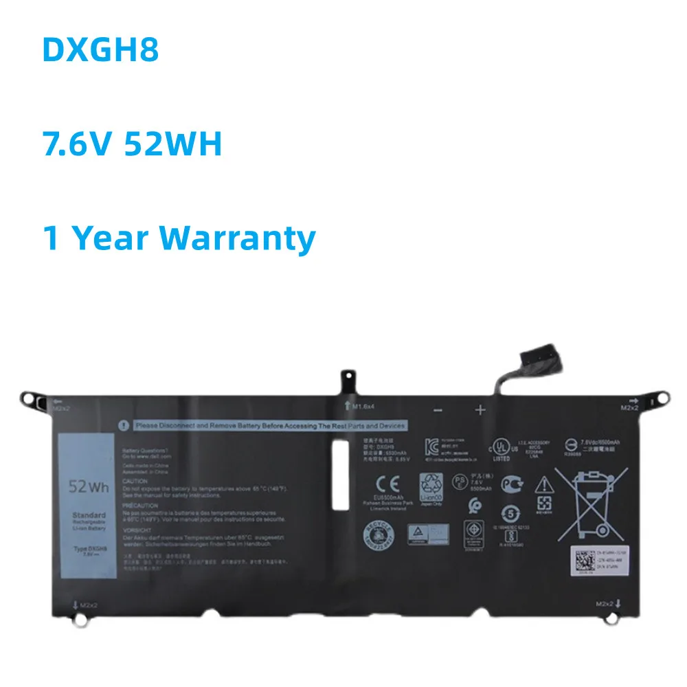 

DXGH8 7.6V 52WH Laptop Battery For Dell XPS 13 9380 9370 7390 For DELL Inspiron 7390 2-in-1 7490 G8VCF H754V 0H754V P82G