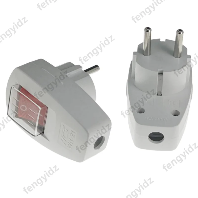 waterproof outdoors German male Schuko power plug with switch replaceable rewiring plug converter EU adapter socket connector16A
