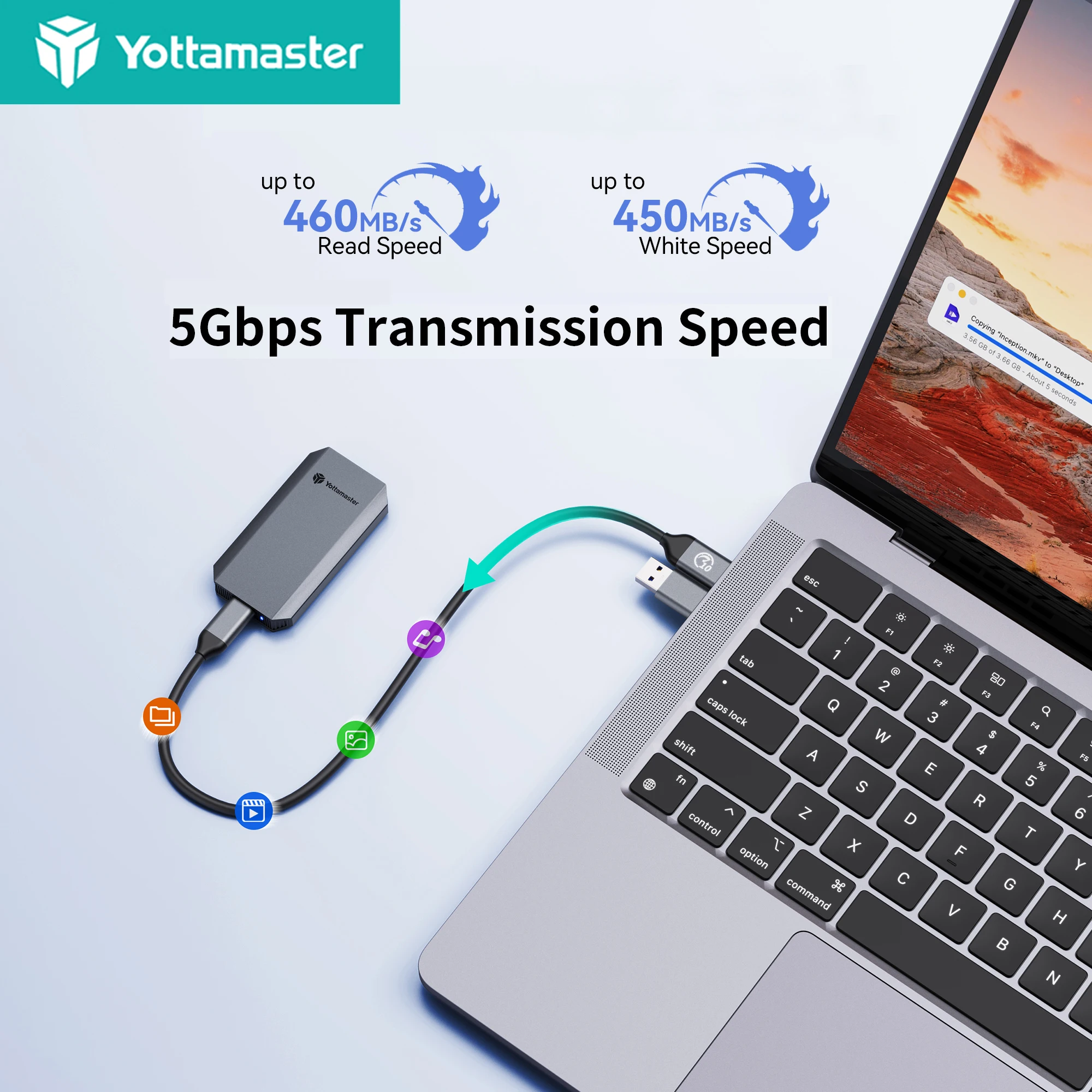 Yottamaster portátil 1TB disco duro externo SSD 460MB/S carcasa de aluminio HHD 2T 512G disco duro externo disco duro para PC portátil