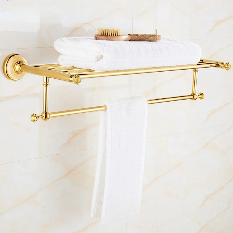 Brass Jade Toilet Brush Holder Bathroom Shelf Gold Paper Holder Towel Bar Soap Holder Towel Rack Towel Hook Bathroom Hardware - view 2