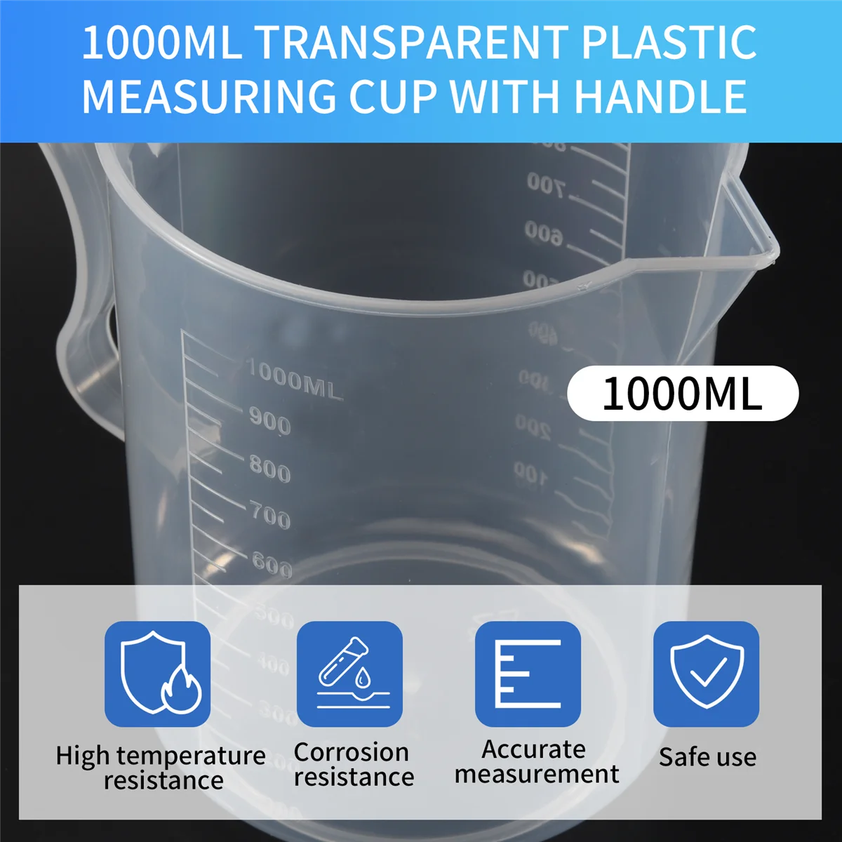 Y03A 1000ml Transparent Graduated Beaker with Handle