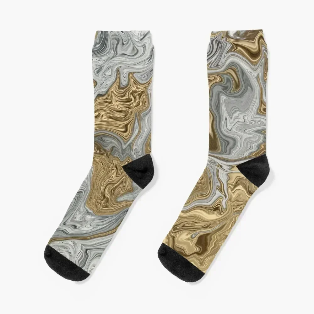 

Gold and Silver Abstract Socks cotton essential new year luxury Socks Ladies Men's