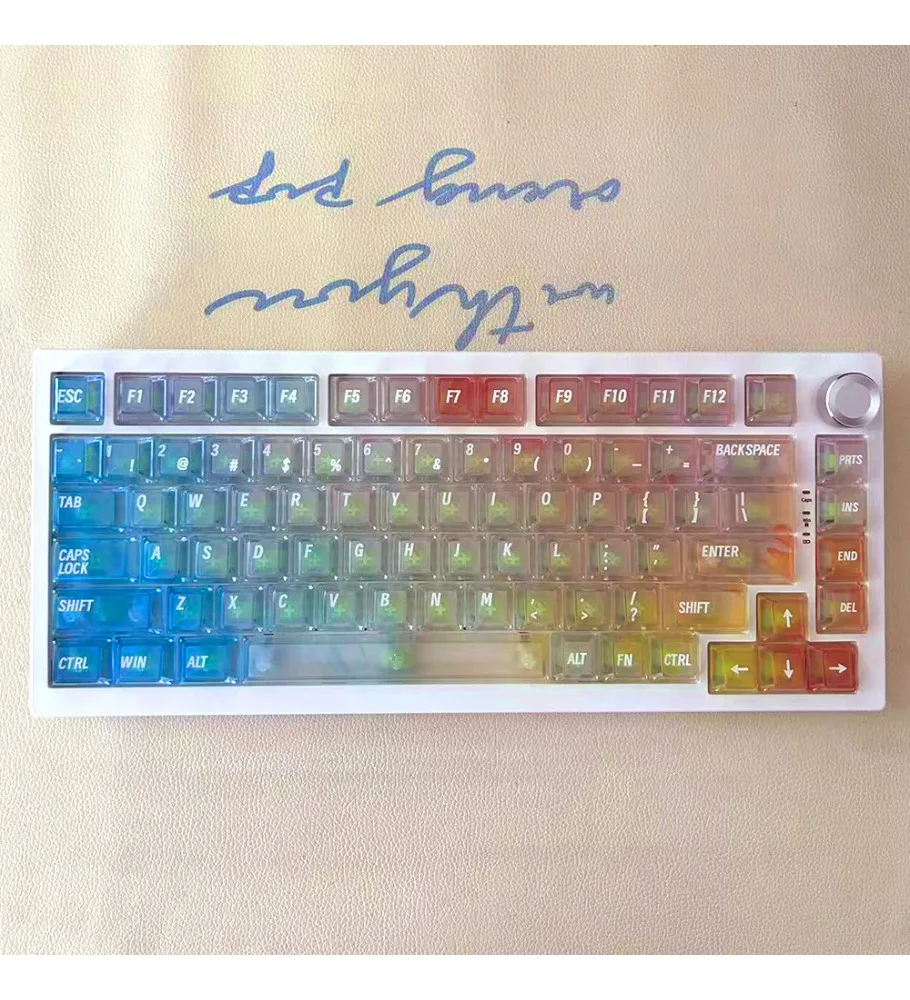 Xingmang new personalized PBT full color fog transparent keycap gradual change adaptation 68 keys 87 keys 108 keys