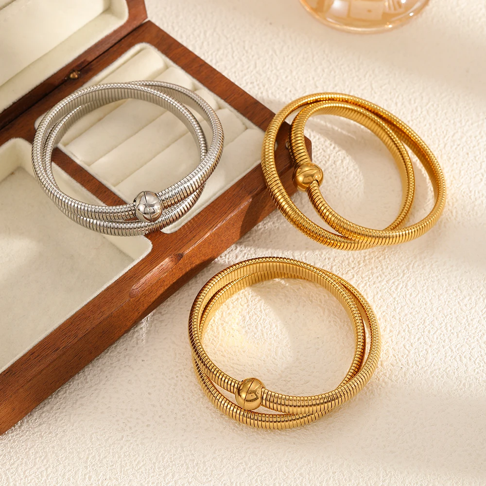 TD New Stainless Steel Vintage Elastic Bangle Can Be Turned Into a Necklace For Women Girls Fashion Aesthetic Jewelry