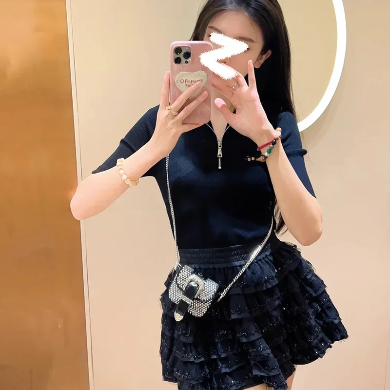 

Lolita Ruffles Skirts Women High Waist Lace Mini Princess Aesthetic Ulzzang Daily Skirts Popular Solid Fashion Tender New 2024