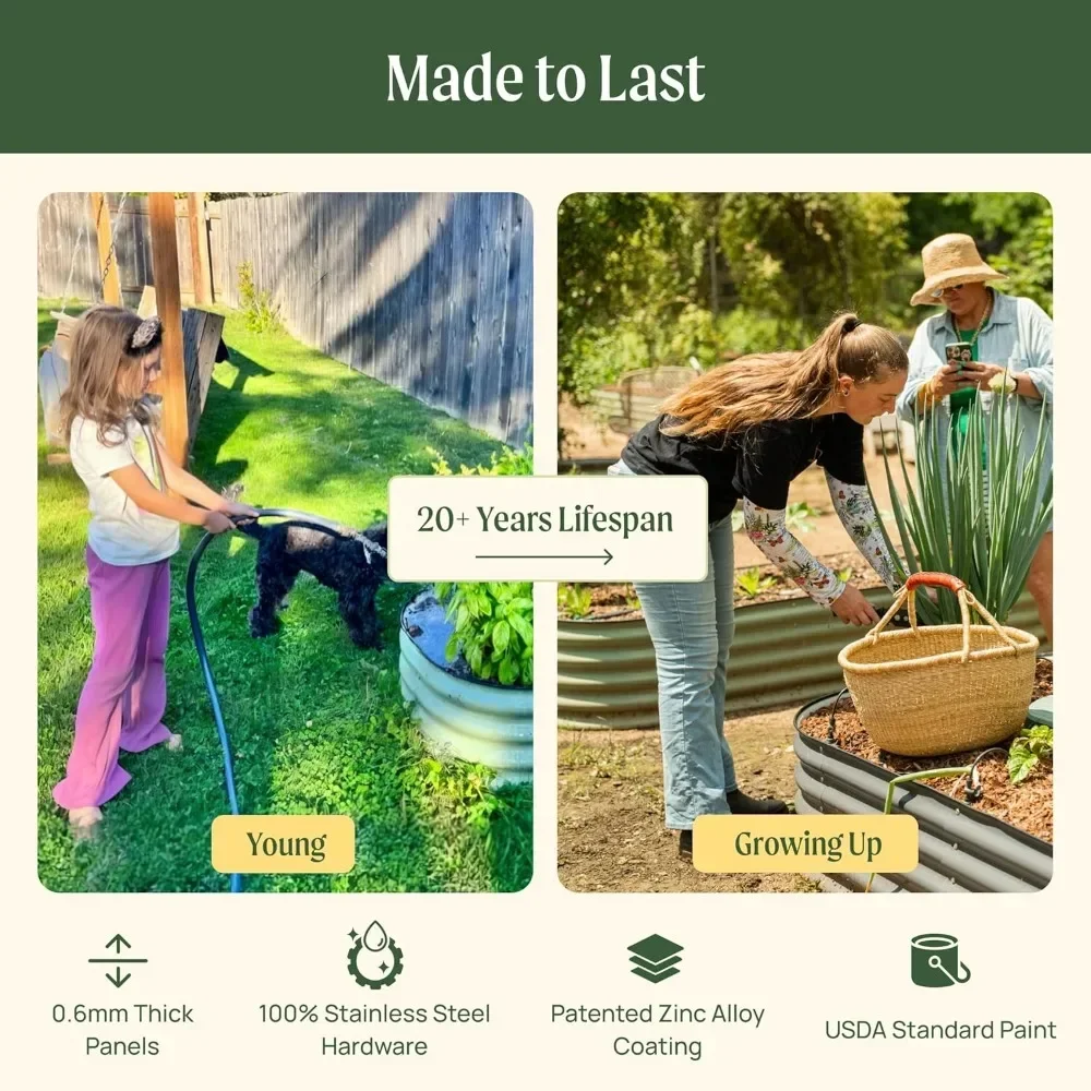 

Vego garden Raised Garden Bed Kit, 17" Tall 10 in 1 Modular Raised Garden Beds Kit, Metal Planter Box for Vegetables, Flowers, H